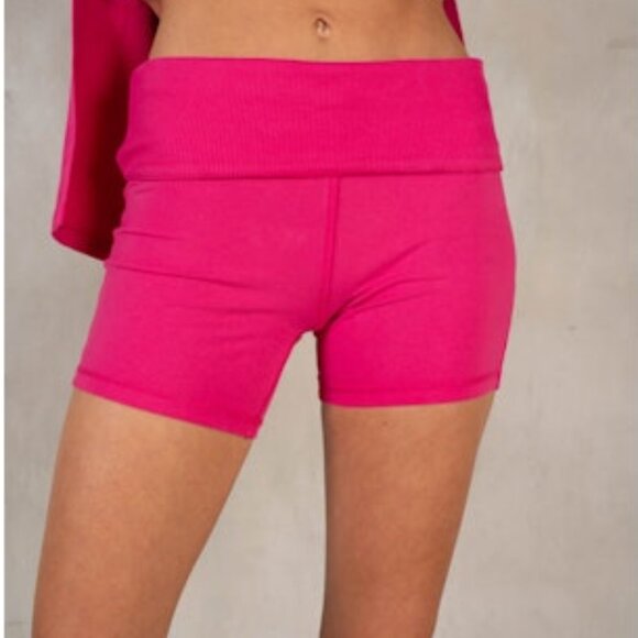 Fuchsia Ribbed Micro Shorts - Picture 1 of 2